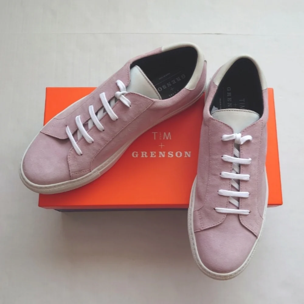 TIM LITTLE x GRENSON Men's Sneakers Tennessee Blues in Velour Pink Size 43 EU